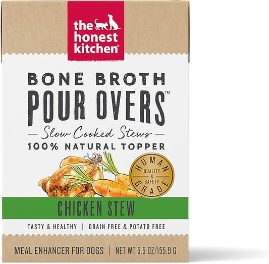 The Honest Kitchen Bone Broth POUR OVERS™ Wet Toppers for Dogs(Chicken strew) 5.5 oz (Pack of 12)