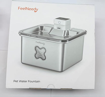 Cat Water Fountain Stainless Steel, FEELNEEDY Visual Filter Automatic Pet Water Fountain for Cats & Dogs Dispenser, Cordless Battery Operated Water Fountain for Cats Indoor - 3.2L/108oz