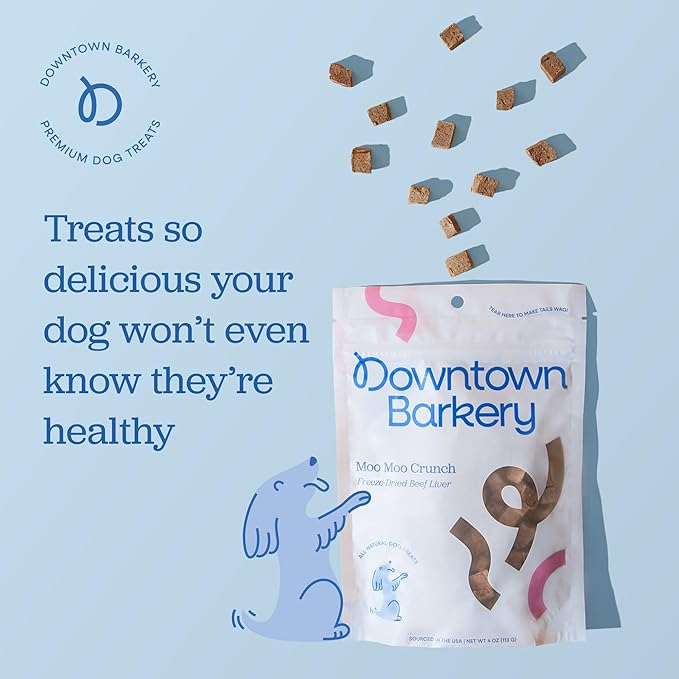 Downtown Barkery Freeze Dried Dog Treats - Single Ingredient, Low Calorie, Rich in Vitamins and Minerals - All Natural - Freeze Dried Beef Liver Dog Treats, 4 Oz