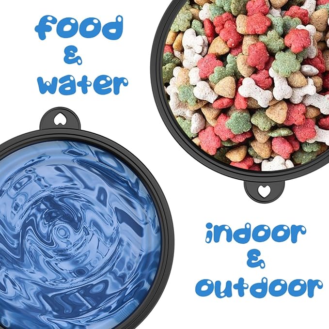 3 Pack Collapsible Dog Bowl Travel Portable Pet Bowls [20oz,600ml],Expandable Foldable Food Water Feeding Dishes for Traveling Hiking Walking,with Carabiners [Black,Blue,Green]