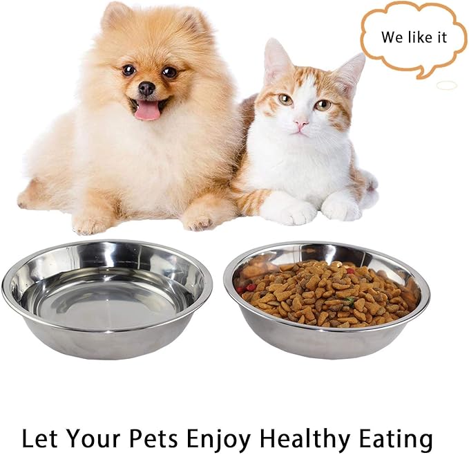 ACEONE Cat Bowls Stainless Steel, 4 Pack Whisker Friendly Cat Dishes for Food and Water, Metal Whisker Fatigue Pet Bowl for Small Dogs and Cats, 12oz