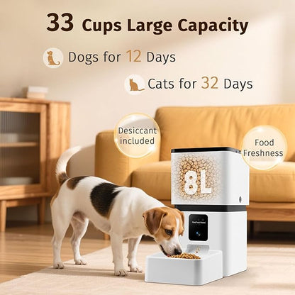 Automatic Dog Feeder with Camera WiFi: 33 Cups 5G App Control Easy Setup Cat Food Dispenser - HD 1080P Video Recording Timed Pet Feeder for Cat Dog Small-Pet