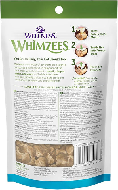 WHIMZEES Wellness Cat Dental Treats, Natural Chews, Chicken and Tuna Flavor, (2 Ounce Bag)