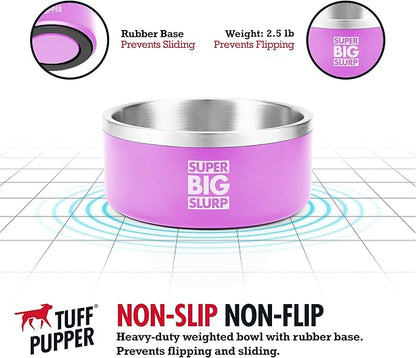 Tuff Pupper 100 oz Heavy Duty Insulated Stainless Steel Dog Bowl for Large Dogs, Non-Slip Base, Dishwasher Safe