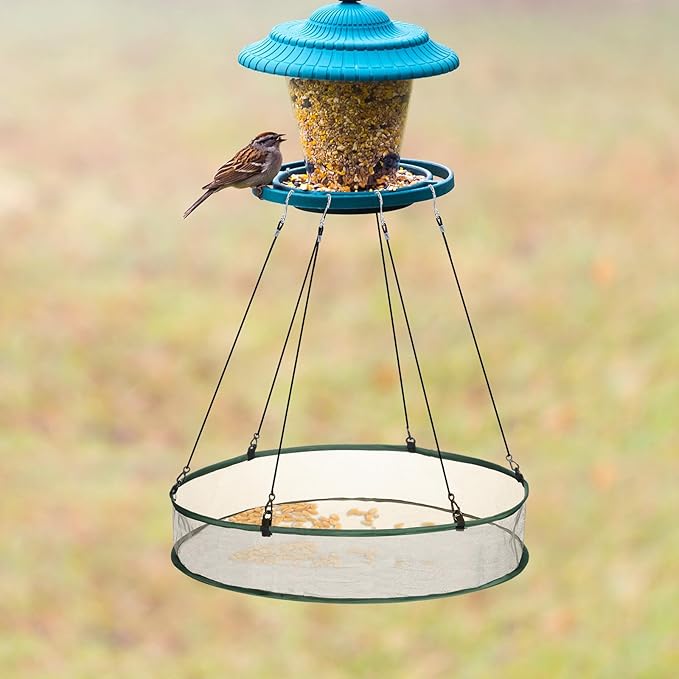 Universal Wild Bird Seed Catcher Hanging Hoop Platform Bird Seed Catcher Tray for Hummingbird Feeders Bee Feeder Outdoor Garden Accessories(1 Pieces,24 Inch)