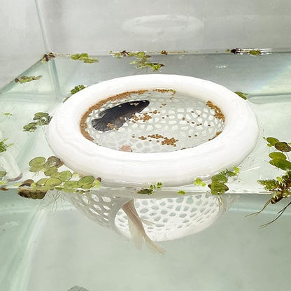 Aquarium Floating Betta Fish Skins, Betta or Shrimp Feeder, Cave and Hammock, Small Fish Feeding Rings, Aquarium Hiding Feeding Decorative Accessories (White)