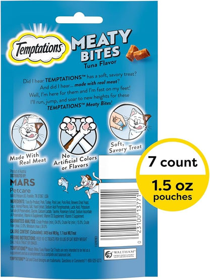 Temptations Meaty Bites Soft and Savory Cat Treats Tuna Flavor, 1.5 oz. Pouch (Pack of 7)