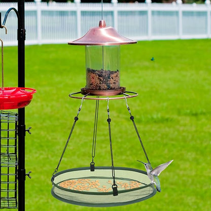Universal Wild Bird Seed Catcher Hanging Hoop Platform Bird Seed Catcher Tray for Hummingbird Feeders Bee Feeder Outdoor Garden Accessories(1 Pieces,20 Inch)