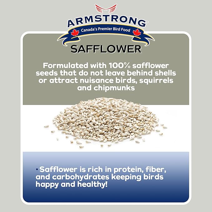Armstrong Wild Bird Food Safflower Bird Seed, 20 Pounds - for Northern Cardinals, Rose-Breasted Grosbeaks and Black-Capped Chickadees - Ideal for Outside Feeders