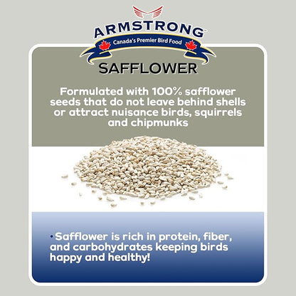 Armstrong Wild Bird Food Safflower Bird Seed, 4 Pounds - for Northern Cardinals, Rose-Breasted Grosbeaks and Black-Capped Chickadees - Ideal for Outside Feeders