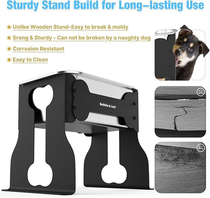 0.85 Gallon Elevated Dog Bowl, 10" Raised Dog Bowl with Stand for Medium Breed, Full Metal for Joint Pressure Relief, Easy Clean for Indoor Outdoor