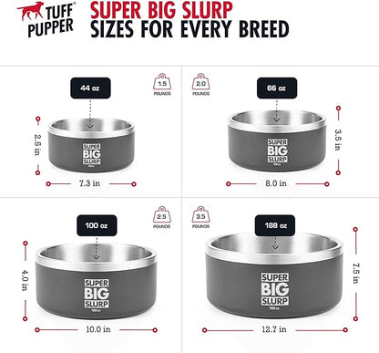 Tuff Pupper 100 oz Heavy Duty Insulated Stainless Steel Dog Bowl for Large Dogs, Non-Slip Base, Dishwasher Safe