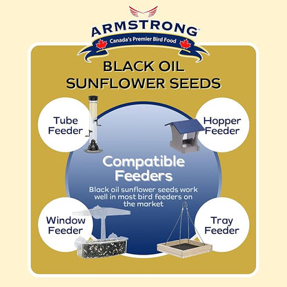 Armstrong Wild Bird Food Black Oil Sunflower Bird Seed, 15.4 Pounds - for Northern Cardinals, Blue Jays and Hairy Woodpeckers - Ideal for Outside Feeders