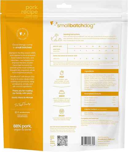 smallbatch Pets Freeze Dried Raw Dog Food, Pork Recipe, 14 oz, Organic High Protein Dog Food, Grain Free, Made in The USA, Humanely Raised Meat, Single Protein, for Picky Eaters, Hydrate & Serve