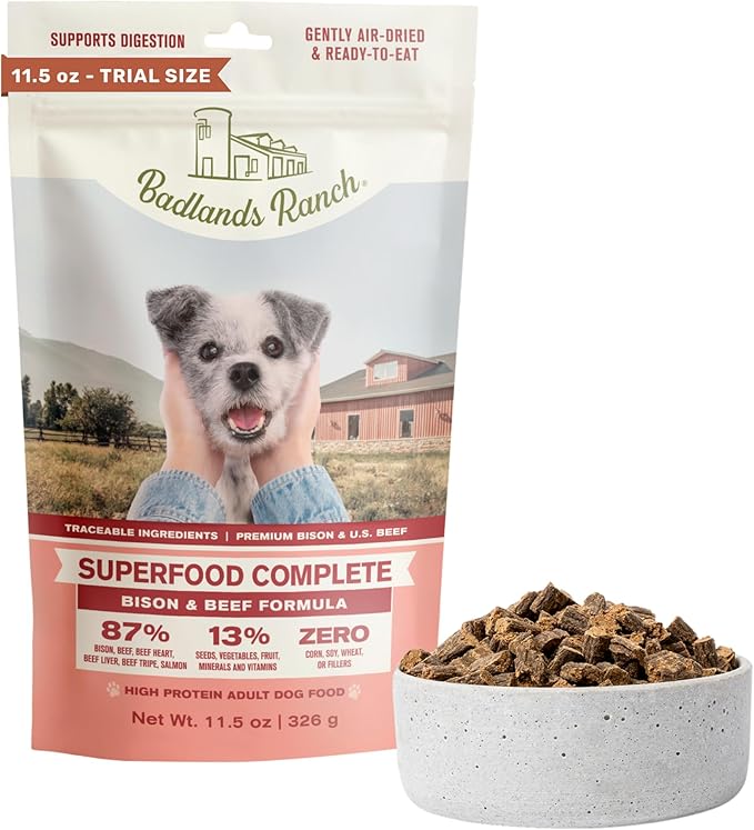 Superfood Complete, Air-Dried Adult Dog Food - High Protein, Zero Fillers, Superfood Nutrition by Katherine Heigl (11.5 oz, Beef & Bison Formula)