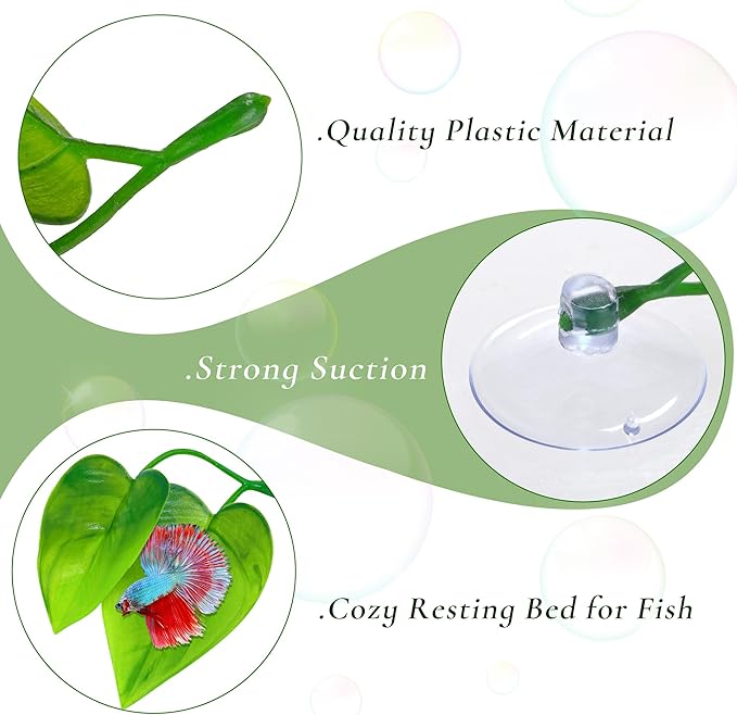 URATOT 4 Pack Betta Fish Leaf Pad Simulating The Natural Habitat for Betta Spawning Grounds Breeding Resting Bed