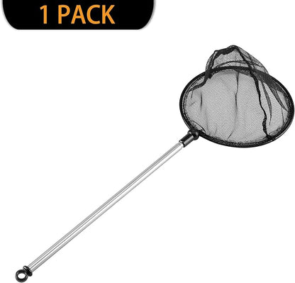 Telescopic Aquarium Fish Net, Fine Mesh Round Fish Net for Fish Tank with Extendable Long Handle (5 inch)