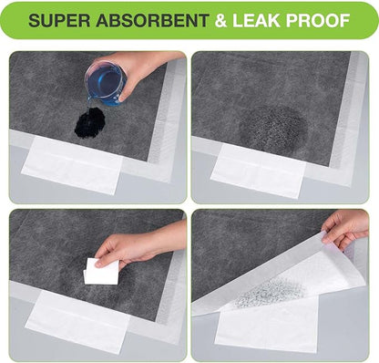 Disposable Dog Pee Pads, 18" x 24" Odor-Control Bamboo Charcoal Fiber Puppy Pads, Super Absorbent & Leak Proof Pet Training Pads, Quick Dry for Dogs, Cats and Rabbits - 50 Counts