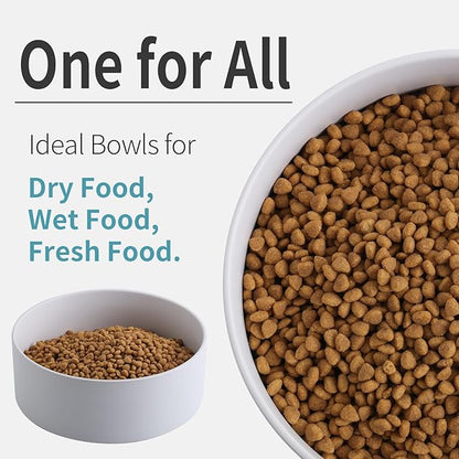 White Dog Bowl Ceramic for Medium Large Breed,Dog Food Water Dish Heavy Weighted, Non Slip Porcelain Extra Large Big 9.4 in Pet Bowl