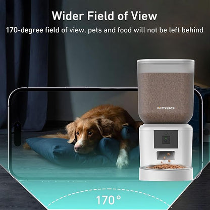 Automatic Dog & Cat Feeder with Camera & WiFi – 8L/34 Cups, 1080P Night Vision, 2.4 & 5G WiFi, 2-Way Talk, 10s Voice Recording, Timed Food Dispenser, Up to 99 Portions, 15 Meals Per Day