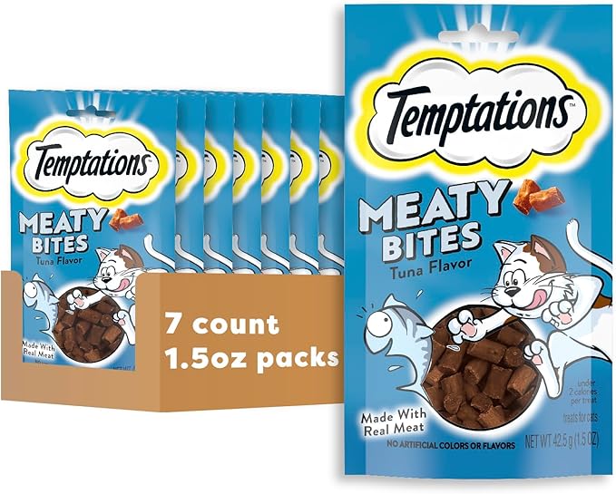 Temptations Meaty Bites Soft and Savory Cat Treats Tuna Flavor, 1.5 oz. Pouch (Pack of 7)