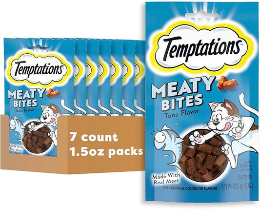 Temptations Meaty Bites Soft and Savory Cat Treats Tuna Flavor, 1.5 oz. Pouch (Pack of 7)