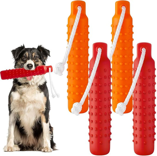 4 Pcs Dog Float Bumper Toy Training Bumper, Water Toys Dummy Outdoor 11 x 2 Inch Puppy Lightweight for Float on The Water Pool Fetch for Small, Medium, Large Dogs(Orange and Red)