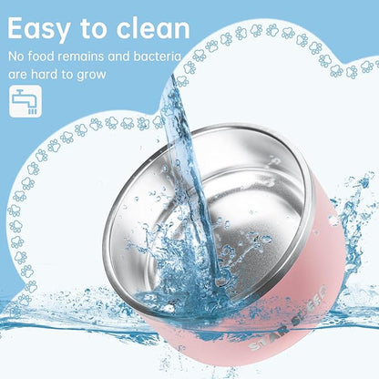 100oz Large Stainless Steel Dog Bowl. Extra Large Dog Water Bowls for Large Dogs with Rubber Bottom, Drop Resistant and Durable, Keeps Cold, Fits Different Size Big Dog Food Bowls.(100oz, Pink