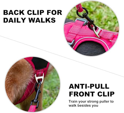 Plutus Pet No Pull Dog Harness, Release at Neck, Soft Padded, Reflective Adjustable Dog Vest Harness for Small, Medium, Large Dogs(Hot Pink, XS)
