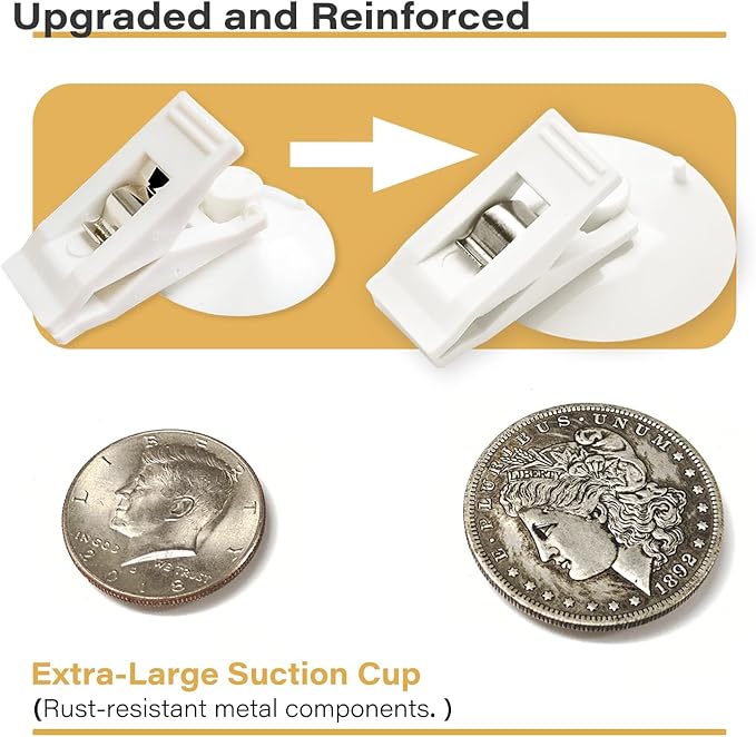 6 Packs Shower Curtain Clips with Suction Cup to Prevent Water Splashing Out, Windproof Splash Guard | Just Press Clip onto Wall| White