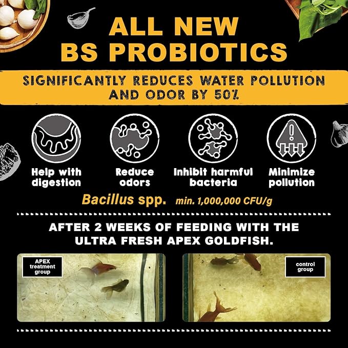 Ultra Fresh Apex Goldfish Growth Crisps, Premium All Natural Ingredients Goldfish Fish Food, Slow Sinking, 15 oz