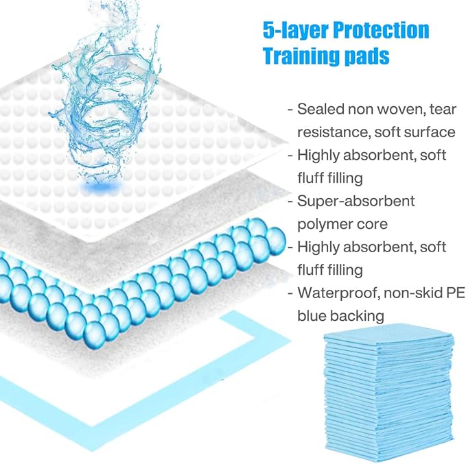 Disposable Puppy Training Pads 100 Count Pee Pads for Dogs, Cats, Rabbits and Guinea Pigs Waterproof Super Absorbent Odour Locking 13” x 18”