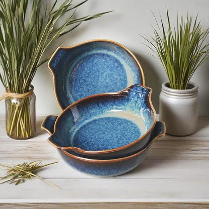 Ceramics Au Gratin baking Dishes Set of 2, Baking Tray Bake ware, 34 oz Ramekins, for Pie Pan, Appetizer, Tart, Dessert, Quiche, Oven Small dish, individual dishes, Deep Round 9.6 Inch