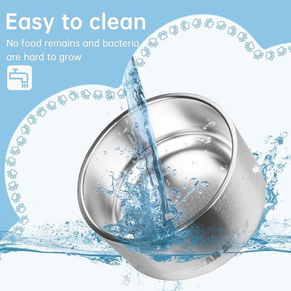 100oz Large Stainless Steel Dog Bowl. Extra Large Dog Water Bowls for Large Dogs with Rubber Bottom, Drop Resistant and Durable, Keeps Cold, Fits Different Size Big Dog Food Bowls.(100 OZ, Stainless)