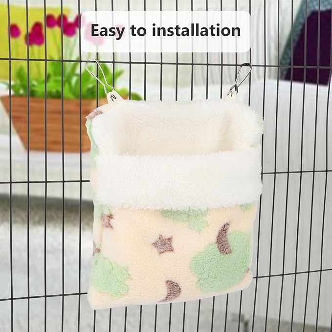 Sugar Glider Sleeping Pouch Bag, Warm Hamster Hammock Pouch Sack Small Pet Hanging Bed for Hamster Rat Hedgehog Squirrel and Other Small Animal (Green)