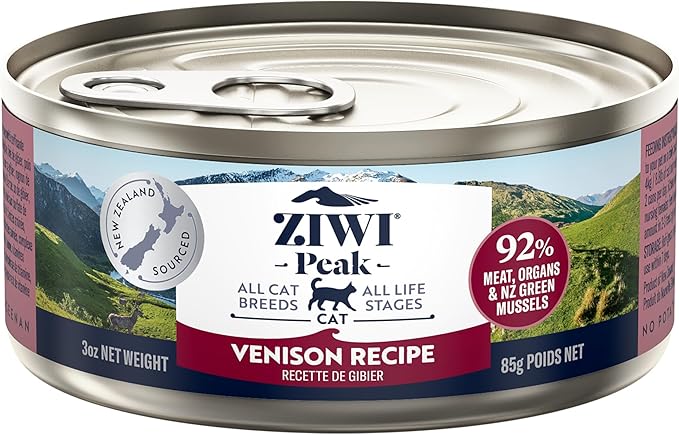 ZIWI Peak Canned Wet Cat Food – All Natural, High Protein, Grain Free, Limited Ingredient, with Superfoods (Venison, Case of 24, 3oz Cans)