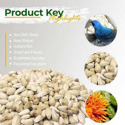 Wildlife Safflower Seed for Wildlife Bird Feeding, Non-GMO and USA Small Farm Grown, 25 lbs