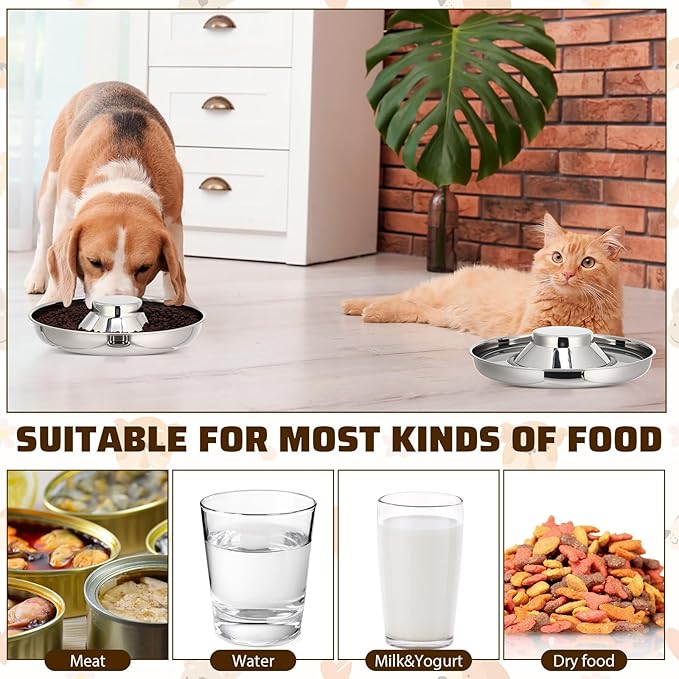 Zopeal 6 Pcs Stainless Steel Puppy Bowls 13.4'' Puppy Feeder Dog Water Food Feeding Bowl for Multiple Weaning Small Dogs Cats, Pet Eating at The Same Time, Cylinder Style