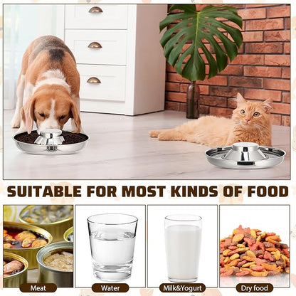 Zopeal 6 Pcs Stainless Steel Puppy Bowls 13.4'' Puppy Feeder Dog Water Food Feeding Bowl for Multiple Weaning Small Dogs Cats, Pet Eating at The Same Time, Cylinder Style