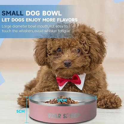 StarSpeed 24oz Stainless Steel Dog Bowls with Rubber Bottom Non-Slip Double Wall Metal Outdoor Dog Food and Water Bowls Weighted Insulated Pet Feeding Bowl for Small,Medium Sized Dogs or Cats