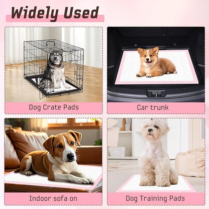 Puppy Pads,Disposable Puppy Training Pads,Super Absorbent Leak-Proof Dog and Puppy Pet Training Pads,Pink Puppy Pads for Puppies,Dogs,Cats,Rabbits(24" X 24" - 40PCS)