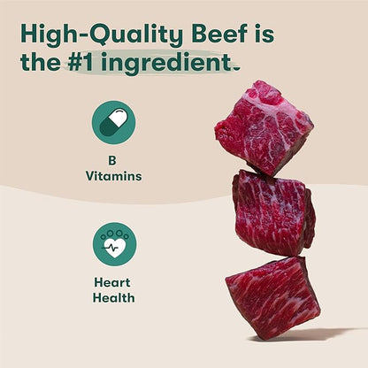 Jinx Beef Grain Free Wet Dog Food Pouches, Meal or Dog Food Topper Mix-in, Made with Real Beef & Chicken, Bone Broth & Brown Rice, No Fillers, Puppy, Adult, Senior, 3oz, 8 Pack