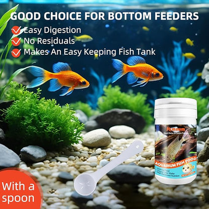 Aquarium Fish Sinking Food, Nutritionally Balanced Shrimp Fish Food, Daily Diet for All Bottom Feeders, Fresh Seafood Formula, 1.76 Ounces