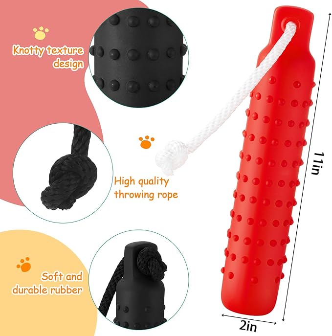 4 Pcs Dog Float Bumper Toy Training Bumper, Water Toys Dummy Outdoor 11 x 2 Inch Puppy Lightweight for Float on The Water Pool Fetch for Small, Medium, Large Dogs(Orange and Red)