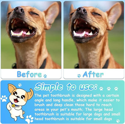 Honeydak Dog Toothbrush Bulk Dual Headed Dental Brushes Dogs Tooth Brushing Kit Long Handle Pet Tooth Brush for Puppy Large Small Cats and Most Pets Teeth Cleaning Dental Supplies(70 Pcs,Green)