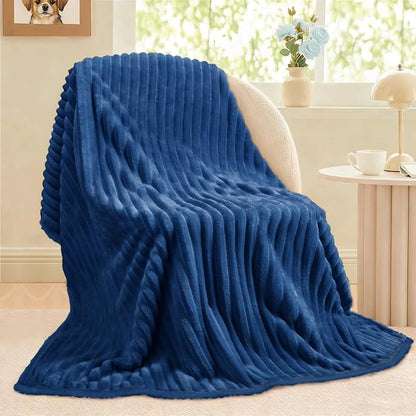 Luciphia Waterproof Dog Blanket for Large Dogs Ultra-Soft Calming Cut Pile Flannel Throw Durable & Warm Furniture Protection for Couch Bed Pet Blanket Machine Washable Deep Navy,L(65''x57'')