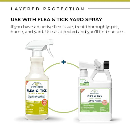 Wondercide - Flea, Tick & Mosquito Spray for Dogs, Cats, and Home - Flea and Tick Killer, Control, Prevention, Treatment - with Natural Essential Oils - Pet and Family Safe - Lemongrass 32 oz