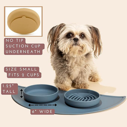 The Perfect Dish No-Spill Dog Water Bowl, Less Mess Non-Tippable Water & Food Bowl, Pure Silicone with Suction Cup, Fits 2 Cups 6” Across x 1.25” Tall, Ideal for All Pets, Small-Charcoal