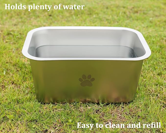 1.2 Gallons 20 Cup Non Slip Stainless Steel Large Dog Water Bowls, Outdoor Metal Dog Bowls Large Breed, High Capacity Water Bowl for Big Giant Huge Dogs, Silver