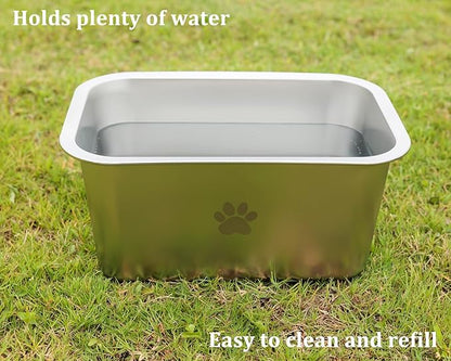 1.2 Gallons 20 Cup Non Slip Stainless Steel Large Dog Water Bowls, Outdoor Metal Dog Bowls Large Breed, High Capacity Water Bowl for Big Giant Huge Dogs, Silver